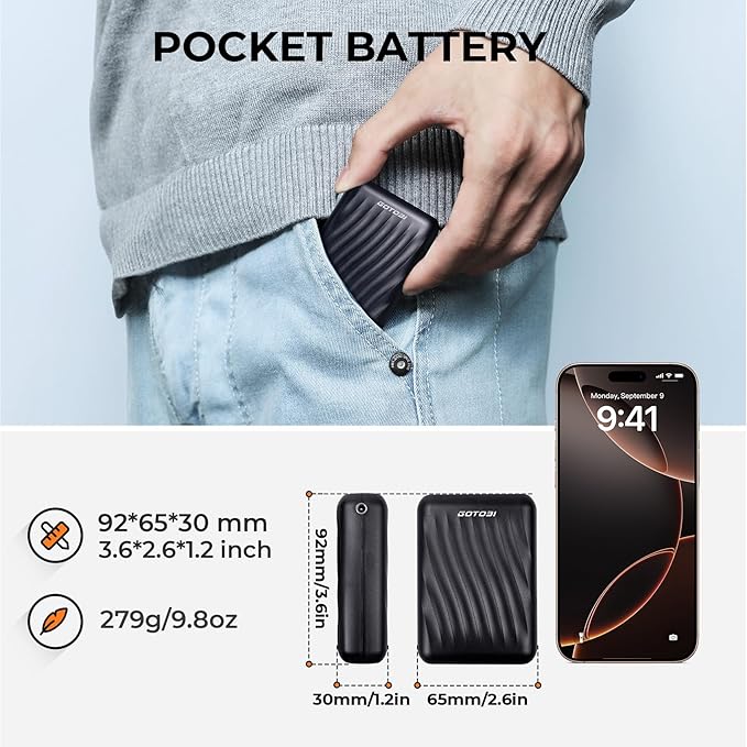 𝟭𝟮𝗩 𝟭𝟴𝟰𝟬𝟬𝗺𝗔𝗵 Heated Jacket Battery Pack - Power Bank with LED Display and 2 Adapter Cables for Wulcea, ULUSERN, Genovega, and Other Outdoor Heating Coat