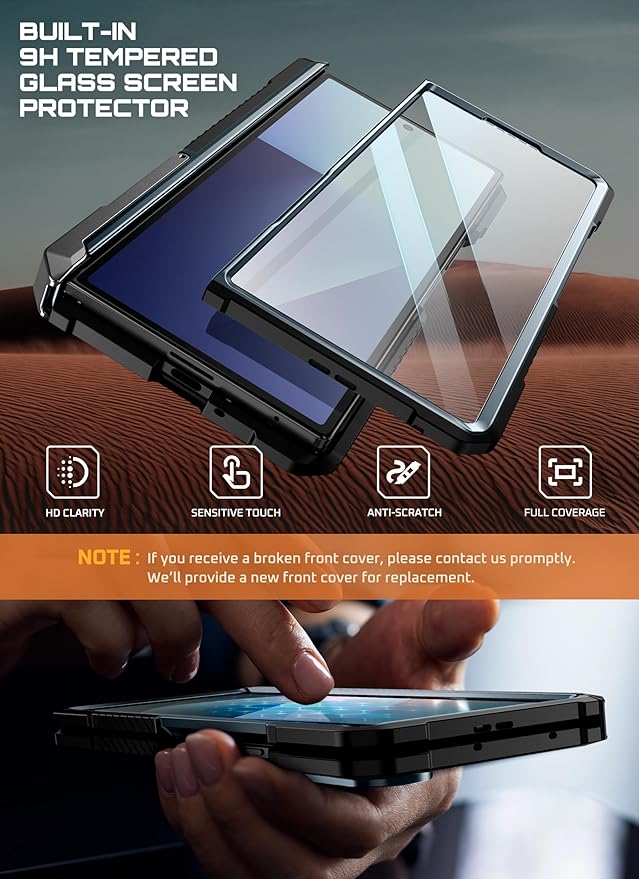 SUPCASE for Samsung Galaxy Z Fold 7 Case with Kickstand (UB Grip), [Built-in Tempered Glass Screen Protector] [Hinge Coverage] Military-Grade Protection Phone Case, Tilt