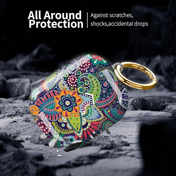 Compatible with AirPod Pro 3 (2025),Cute Case Cover for Women & Men, Full Protection Shockproof Hard Case with Keychain, Wireless Charging Case Accessories(Paisley Stylized Flowers)