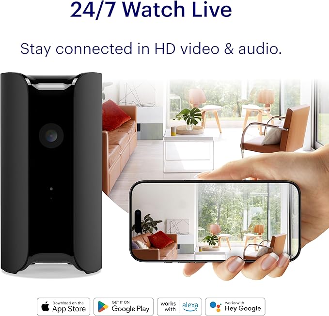 Canary View Indoor Home Security Camera 1080p HD WiFi IP | 24/7 Watch Live Video, Motion Alerts, Two-Way Talk, Night Vision, 10x Zoom, Private Mode, Works with Alexa, Google Assistant and More