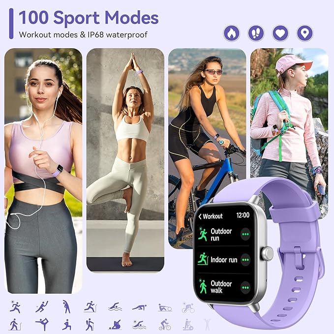 Smart Watch for Men Women Android & iPhone, Alexa Built-in, IP68 Waterproof Fitness Tracker with Bluetooth Call (Answer/Make), 1.8" Smartwatch with Heart Rate/SpO2/Sleep Monitor, 110+ Sports Mode