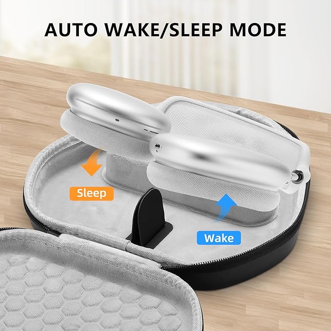 Maxjoy for AirPods Max Case [Shockproof & Dustproof] - Premium PU Leather & EVA Hybrid Hard Protective Cover, Travel Carrying Case with Storage for Apple AirPods Max Headphones (B-Black-EVA)