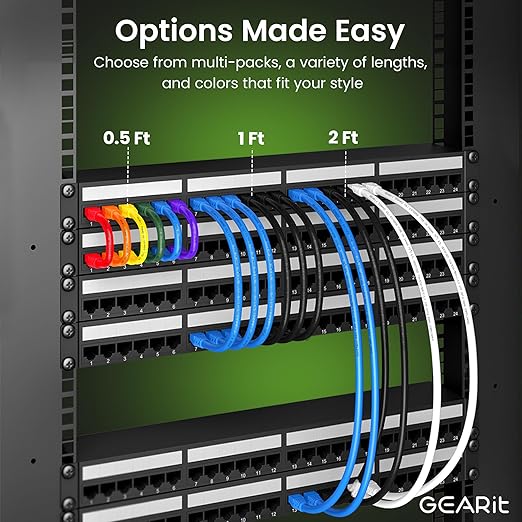 GEARit Cat 6 Ethernet Cable (20-Pack 1 Foot) Cat6 Network Patch, 10Gbps, RJ45, Snagless Cord, Gold-Plated Connectors, Internet for PC, TV, Tablet, Router, Printer, Servers, IT Data Center - Purple