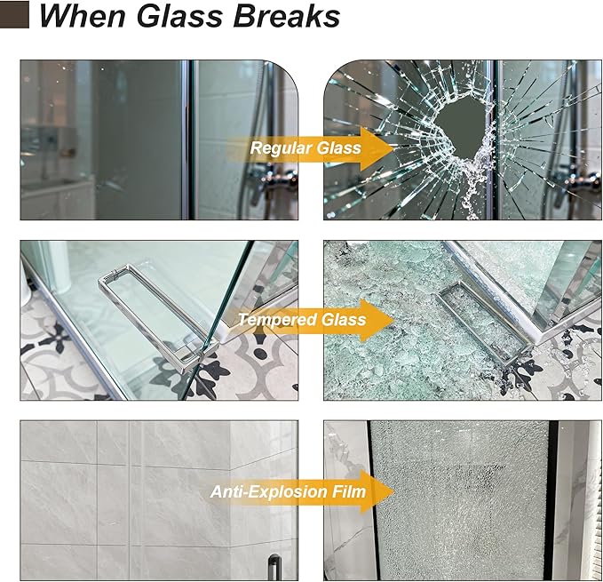 Frameless Bathtub Shower Door, Tub Sliding Door with Nano Coating & Safety Film, 1/4" (6mm) SGCC Tempered Glass，Adjustable 55"-60" W x 60" H, Brushed Nickel