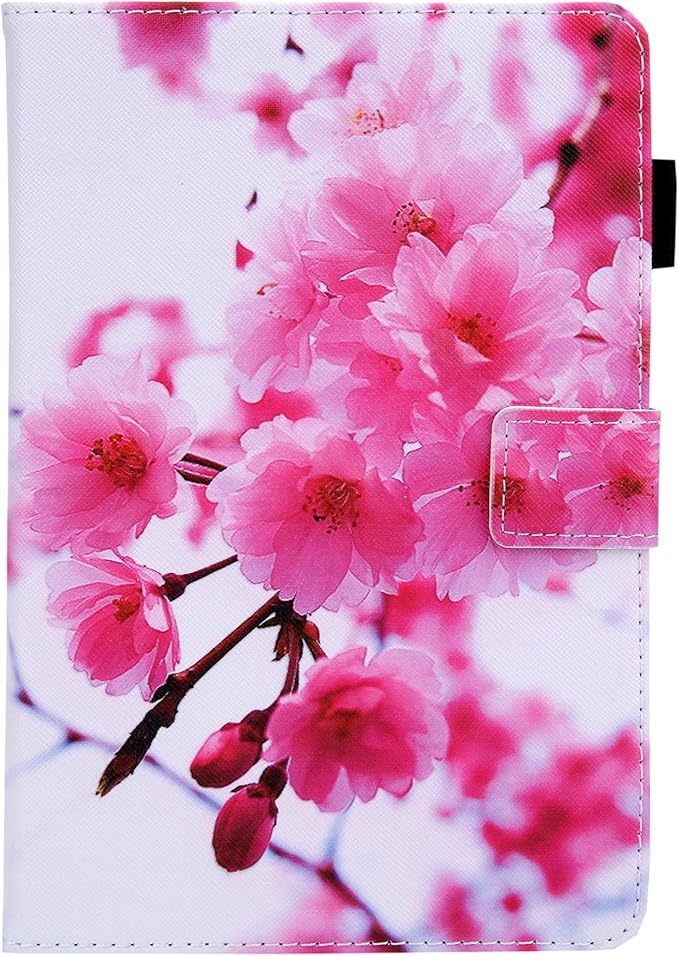 Dteck for Fire Max 11 (13th Generation) Tablet Case 11" 2023, PU Leather Protective Fold Stand Case with Auto Sleep Wake, Adjustable Viewing Angles, 4 Card Slots, Cute Slim Folio Case, Pink Blossom