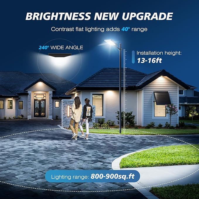 5000W Solar Street Lights Outdoor Commercial, 6500K Wide Angle Motion Sensor LED Flood Light with Remote, Solar Lights IP66 Waterproof Dusk to Dawn Lighting for Parking Lot Yard Driveway (4 Pack)