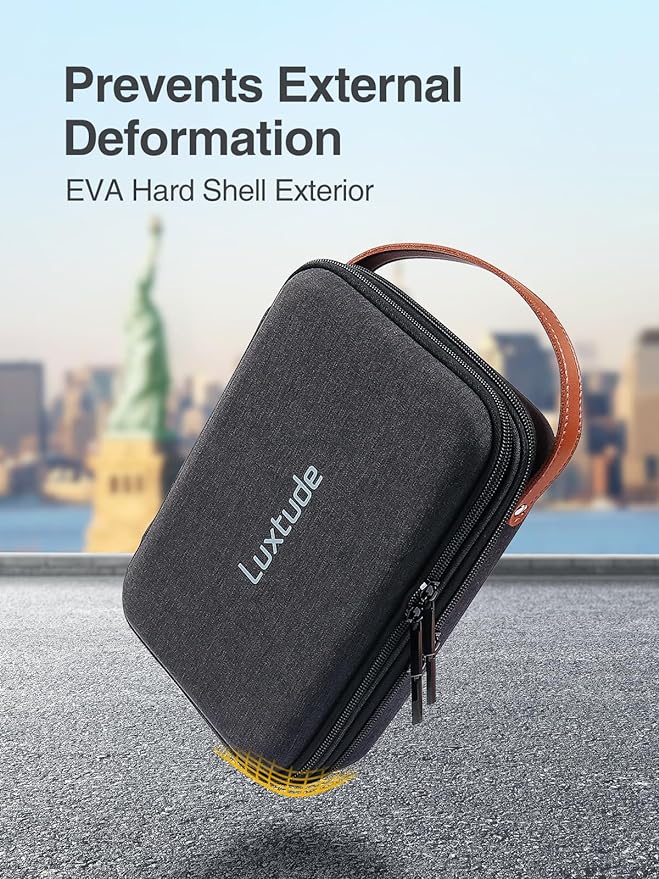 Luxtude Electronics Organizer Travel Case, Portable Tech Organizer for Working/Travelling, Sturdy Hard Shell Zipper Cases for Electronics/Charger/Mouse/Hard Drive, Case Only