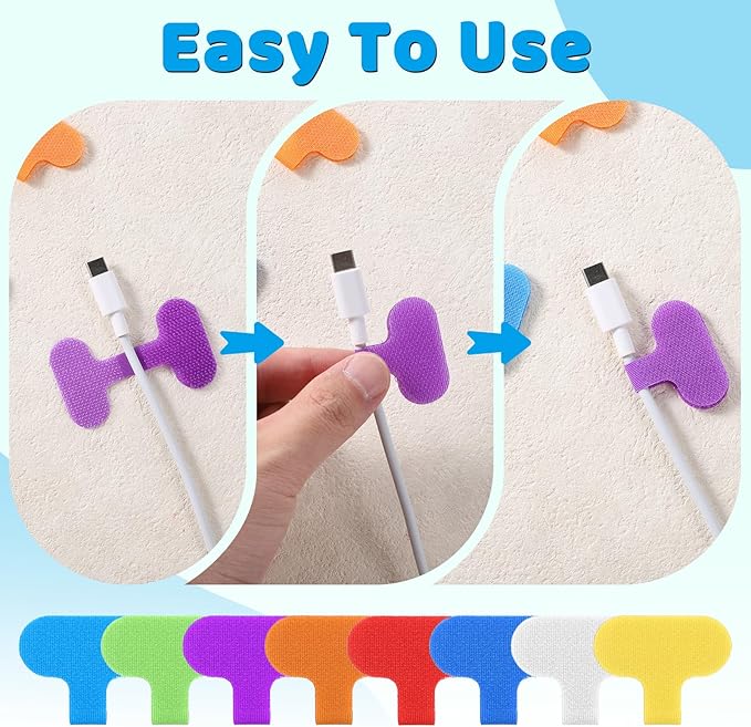 40 PCS Electronic Cable Identification Tags Multi-Color Fastening Cable Ties Write On Cord Labels Reusable Self-Adhesive Wrap-It Cables Label for Organizing Wires and Cables Management Identification