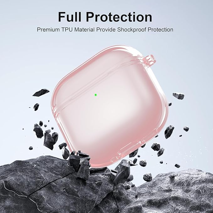 Valkit Compatible Airpods 4 Case Pink, Soft TPU AirPods 4th Generation Case Cover with Cleaner Kit, Shockproof Protective Case with Keychain for Apple AirPods 4 Gen Cases for Women Men - Clear Pink