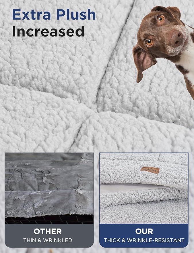 Dog Beds Crate Pad for Medium Small Dogs, Reversible & Washable Non-Slip Kennel Pet Mat, Soft Fleece and High Density Foam Cat Bed for Indoor & Outdoor Use, 29" x 21", Gray