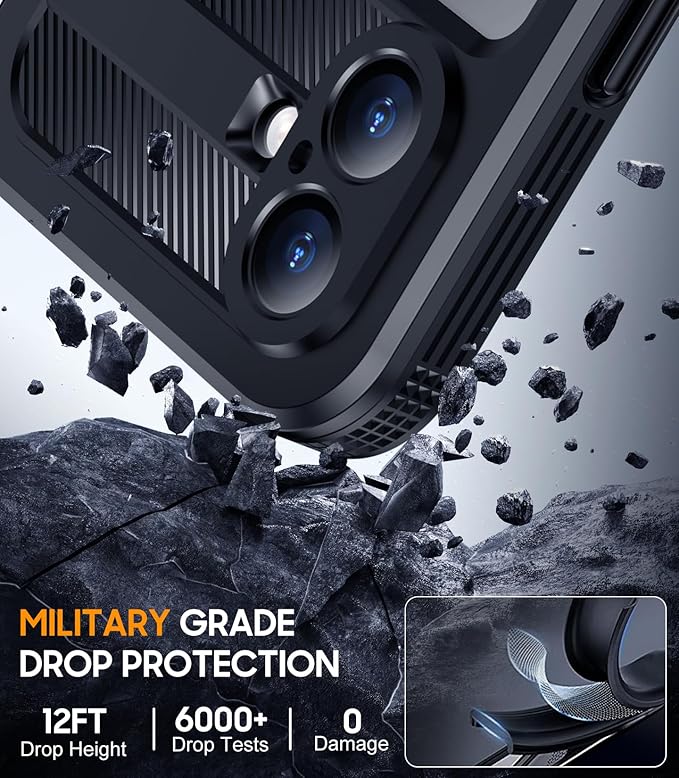 Red2Fire Magnetic for iPhone 16 Case Waterproof, [Built-in Screen Protector][Compatible with MagSafe] [Full Body Shockproof] [Dustproof] Heavy Duty Rugged Phone Cover 6.1" Black