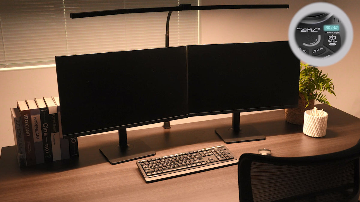 Adjustable LED Desk Lamp with Clamp & Remote, Wide 4-Head
