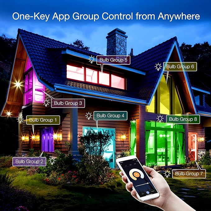 phopollo Smart Light Bulbs, RGBCW WiFi Multicolor Led Light Bulbs Compatible with Alexa & Google Home Assistant, A19 E26 9W 60W Equivalent 800Lumen, App Control, No Hub Required, 6 Pack