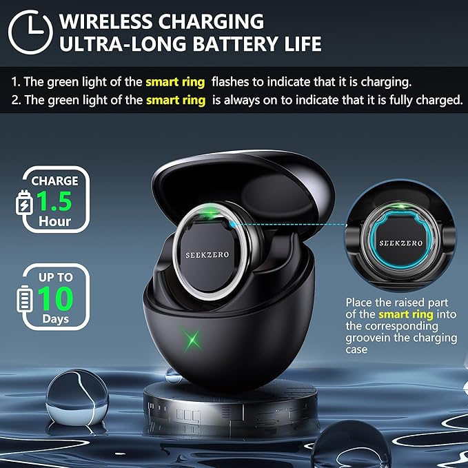 Smart Ring for Women Men, Minimalist Health Ring with Heart Rate, Step Counting, Calories, 5ATM Waterproof Smart Rings for iPhone and Android, No Subscription(Black 10)