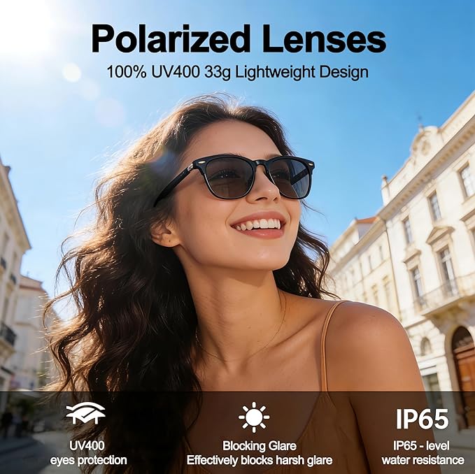 AI Smart Wireless Bluetooth Translation Glasses for Men/Women with Speakers/Bluetooth&140+ Languages Translation Sports/Travel/Drive/Busniess (MK3+AI+Color Change Lenses+Black+Adjustable)