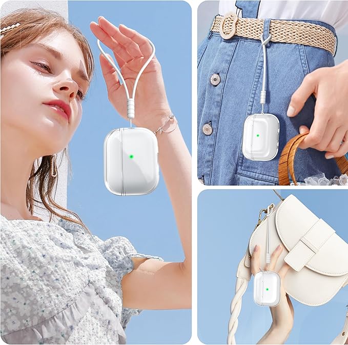 Airpods Pro 2nd/1st Generation Case Cover, Compatible with Airpods Pro Case 2nd Gen USB C Charging Port, Clear Soft Transparent Military Grade Shockproof Case, Clear White