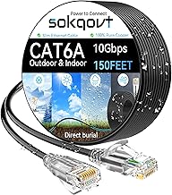 Cat6a Ethernet Cable Slim 150ft Outdoor&Indoor, 28AWG Pure Copper Cat6 Internet Cable for Waterproof & Direct Burial, Flexible Cat6 Ethernet Cable 10G 550MHZ, Cat 6 Network cable for Indoor Black - Image 1
