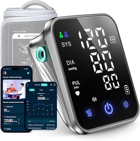 RunStar Smart Blood Pressure Monitor for Home Use, Upper Arm BP Cuff 8.6''-16.5'', Large 5.0'' 3-Color LED Display, FSA&HSA Eligible, Digital Automatic Blood Pressure Machine with iOS & Android App