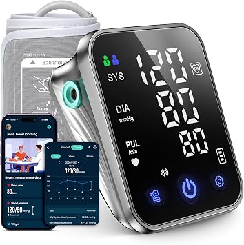 RunStar Smart Blood Pressure Monitor for Home Use, Upper Arm BP Cuff 8.6''-16.5'', Large 5.0'' 3-Color LED Display, FSA&HSA Eligible, Digital Automatic Blood Pressure Machine with iOS & Android App