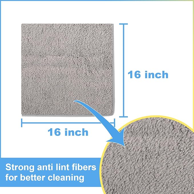Microfiber Car Towels, 16" x 16" Upgraded 450gsm Ultra-Thick, Detailing Supplies for Car and Home Polishing Washing, Auto Interior/Exterior Rags|Grey 6-Pack
