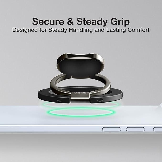 AMAZINGthing [Titan PRO MagFlex Grip Removable Phone Grip & Kickstand, Dual-Magnetic Mount, MagSafe-Compatible for iPhone 17/16/15/14/13/12 and MagSafe Cases Black