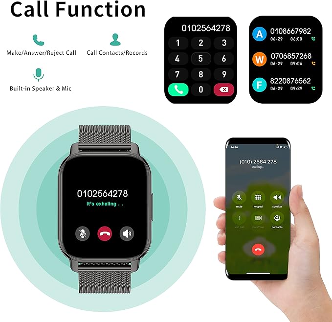 Popglory Smart Watch Answer/Make Calls, 1.85'' Smartwatch with AI Voice Control, Blood Pressure/SpO2/Heart Rate Monitor, Fitness Tracker Watch 2 Straps for Men Women for iOS Android Phones