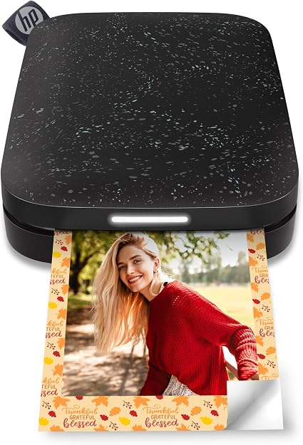 HP Sprocket Portable 2x3 Inch Instant Photo Printer (Black Noir) Print Pictures on Zink Sticky-Backed Paper From Your iOS & Android Device