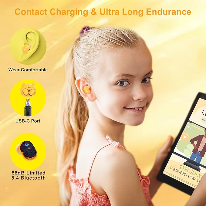 Kids Wireless Earbuds with Rotating Chaging Case Wireless Bluetooth Earbuds for Kids, Kid Ear Buds with Mic, 88dB Safe Volume, Earphones Earpods in-Ear for Android iOS Cell Phone Laptop, Shiba