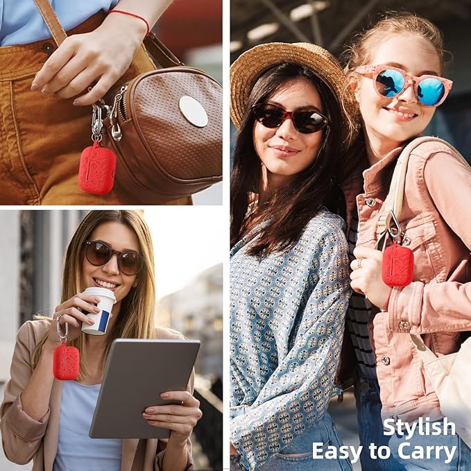 Lerobo Flower Engraved Cover Compatible with Airpod Pro Case Funny, Soft Silicone Protective Case for Airpods Pro 2nd 1st Generation Case USB C, Cute, Skin Frienfly, Front LED Visible, Red