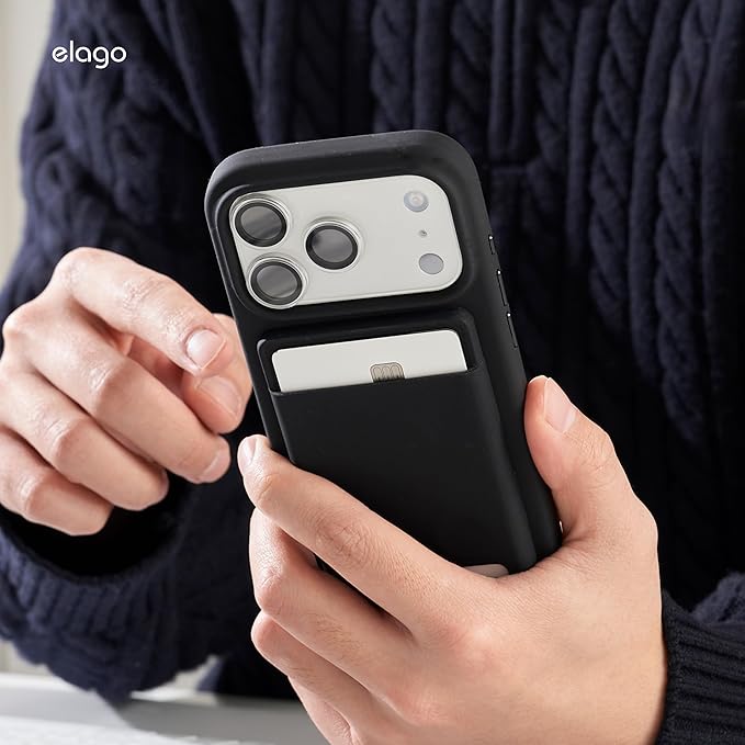 elago Magnetic Wallet Card Holder 2-Cards Compatible with MagSafe for iPhone - Secure Phone Wallet, Long Last Silicone, Scratch and Damage Protection