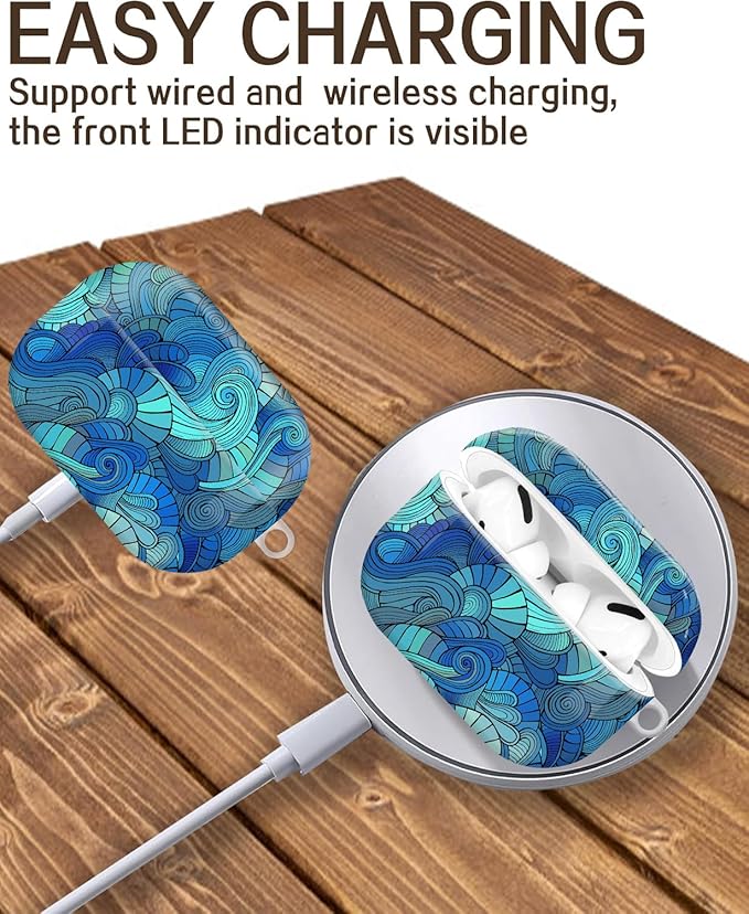 Compatible with Airpod Pro 2nd/1st Generation,Full Protection Cover for Women,Accessories Hard Case Portable & Shockproof for Airpod Pro 2nd Charging Case 2023/2022/2019(Waves Tie Dye)
