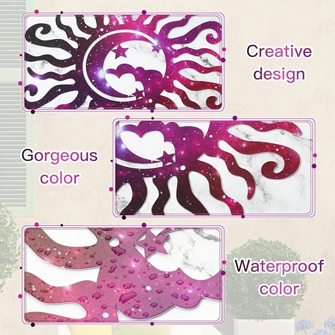 KOYILTD Unique Sun Metal Wall Art Outdoor Decor or Indoor Decor Multicolor and Rust Proof Wall Sculpture Farmhouse Metal Decorative Wall Art for Bedroom Living Room Garden Patio Pool (12 in, Sun C)