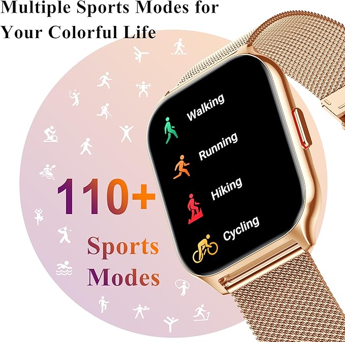 Popglory Smart Watch Answer/Make Calls, 2.01'' Smartwatch with AI Voice Control, Blood Pressure/SpO2/Heart Rate Monitor, Fitness Tracker Watch 2 Straps for Men Women for iOS Android Phones