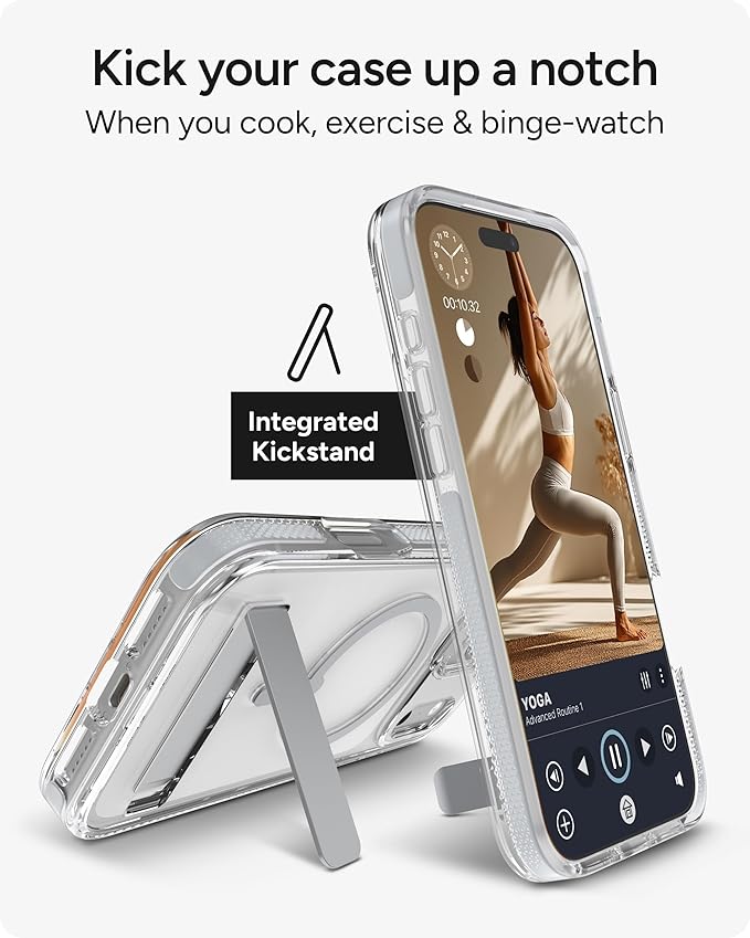 ZAGG Santa Cruz Snap Case with Kickstand for iPhone 17 Pro Max - Silver, Drop Protection (13ft/4m), MagSafe Charging Compatible, ClearGuard Anti-Yellowing Technology, Scratch Resistant Phone Case