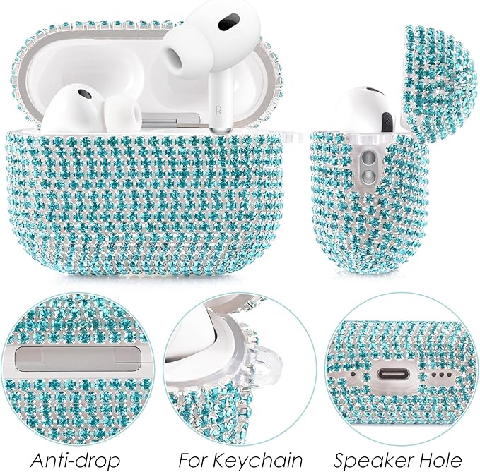 Bling Airpods iPods Pro 3 Case Cover 2025, VISOOM Rhinestone Airpods Pro 3 Cases Cute Glitter Jewelry Airpod iPod Pro3 Cases for Sparkly Apple AirPods iPods Pro 3rd Gen Case with Keychain for Women
