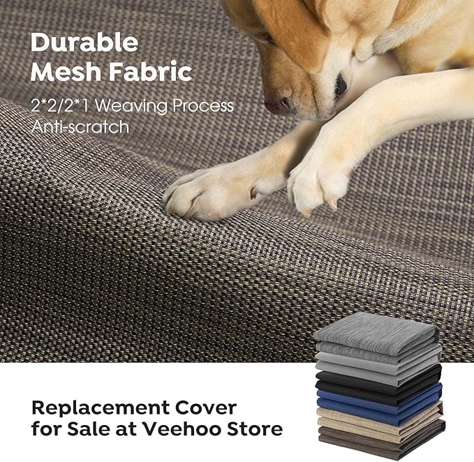 Veehoo Outdoor Elevated Dog Bed for Small Dogs, Cooling Raised Dog Cots Beds Training Platform Off Ground Hammock with Breathable Mesh, No-Slip Feet, 22"x17", Brown