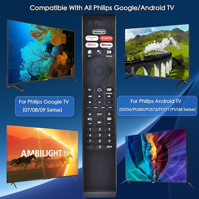 Voice Replacement Remote for Philips Smart TV: Universal Control for Philip 4K Ultra HD Smart Android TV with Google Assistant.for 43" 50" 55" 65" 75" Class 5704 5504 5604 5806