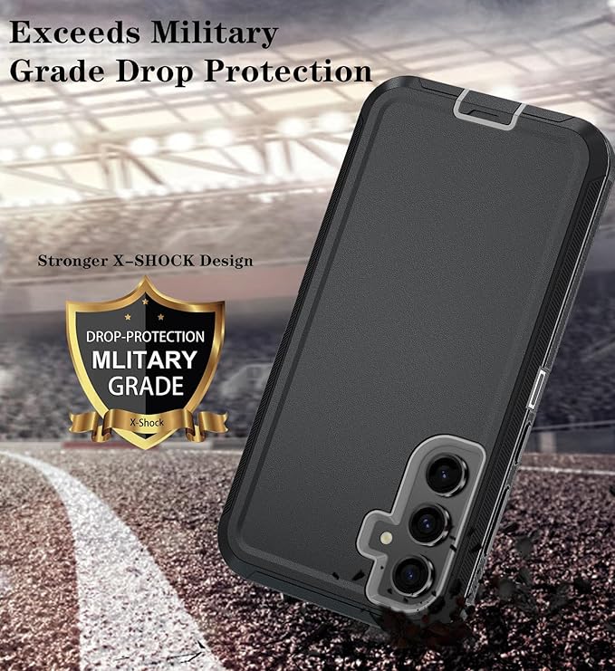 ONOLA Compatible with Samsung Galaxy S26 Case with HD Screen Protector, Heavy Duty Shockproof & Dropproof 3-Layer Cover Phone Case for Galaxy S26 6.3''，BlackGrey