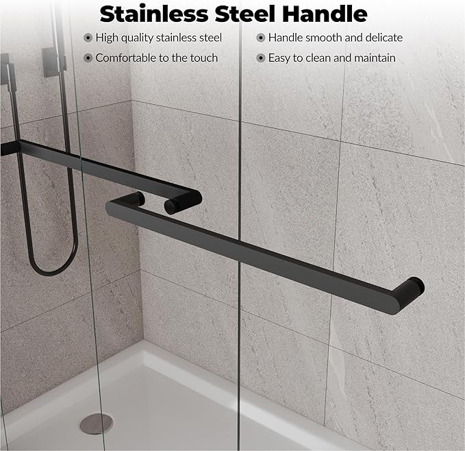 Shower Doors Glass Sliding 60 Inches, 56–60 inch W x 72 inch H Double Sliding Shower Doors, 8mmTempered Glass Sliding Shower Doors with Easy-Clean Coating, Smooth Rollers.Aluminum