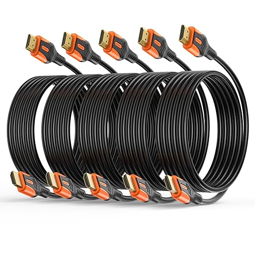 4K HDMI 2.0 Cable 10FT 5-Pack, High Speed 18Gbps HDMI Cord, Support 4K@60Hz & 2K@240Hz, HDR10, 3D, ARC, Dolby, DTS, HDCP 2.2 for PS5, Xbox, Switch, TV, PC, Monitor, Graphics Card