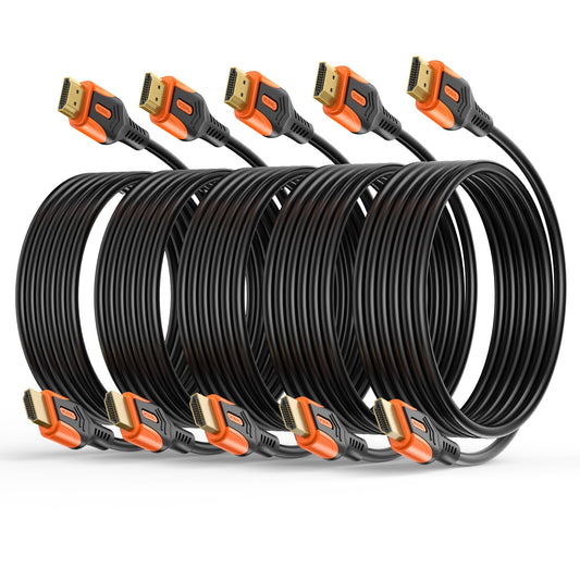 4K HDMI 2.0 Cable 10FT 5-Pack, High Speed 18Gbps HDMI Cord, Support 4K@60Hz & 2K@240Hz, HDR10, 3D, ARC, Dolby, DTS, HDCP 2.2 for PS5, Xbox, Switch, TV, PC, Monitor, Graphics Card