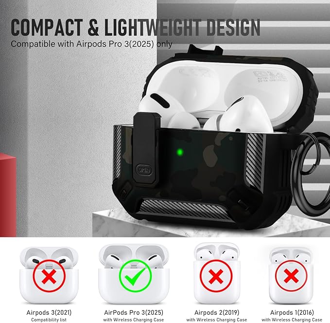 Compatible with Airpods Pro 3 Case(2025),for Airpods Pro 3rd Generation Cases Cover with Keychain Cleaner Kit Soft Silicone Shockproof Cover for Women Men
