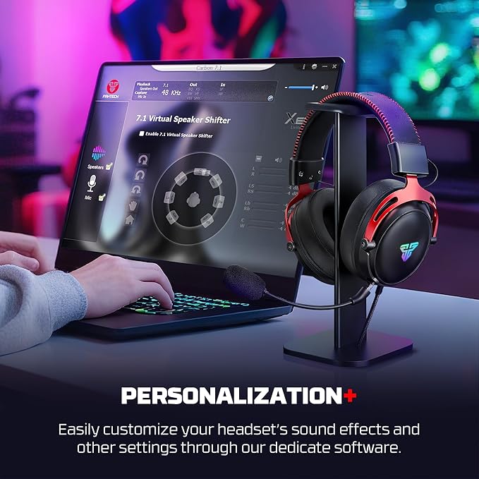 FANTECH Cruze 7.1 HG31 Gaming Headset with 53mm Drivers, Virtual 7.1 Surround Sound, Detachable Microphone, USB Connection, RGB Lighting, and in-Line Controls for PC, PS5, PS4, Xbox