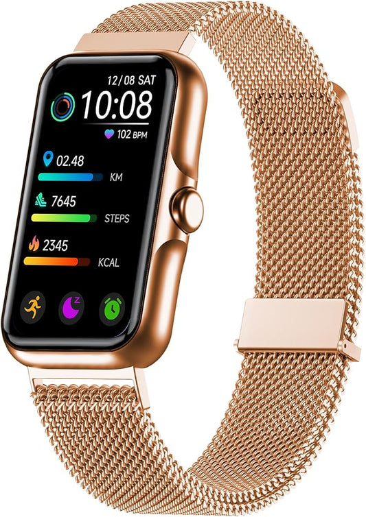 Health Fitness Tracker, Smart Watch with 24/7 Heart Rate and Blood Oxy-gen Monitor, Sleep Tracker with IP68 Waterproof, Activity Tracker Pedometer Step Counter for Women Men (Rose Gold)