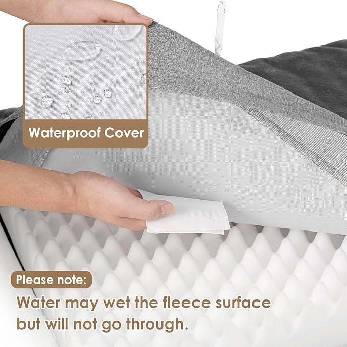 EHEYCIGA Memory Foam Dog Bed Orthopedic 47"x29"，Waterproof Pet Bed for XXLarge Dog Bed ，Washable Pet Mat with Removable Cover, Grey