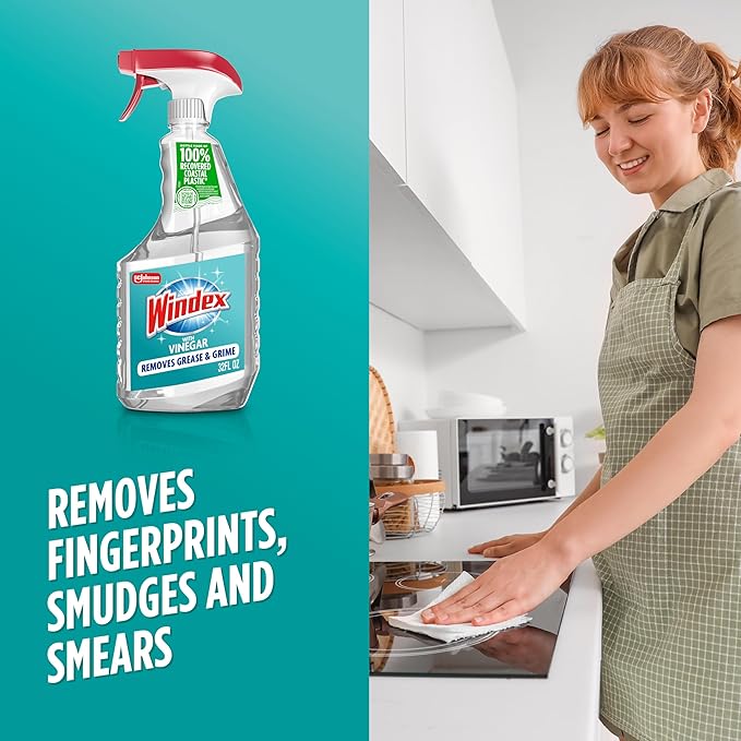 Windex with Vinegar Glass Cleaner, Spray Bottle, 32 fl oz