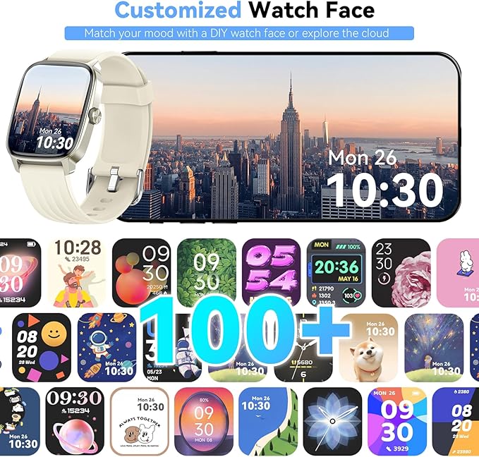 Pedometer Watch for Men Women Android & iPhone, 1.85" Retina Display with Answer/Make Calls, Smart Watch with Pedometer, Calories & Step Counter, Waterproof Heart Rate/Sleep/SpO2 Monitor