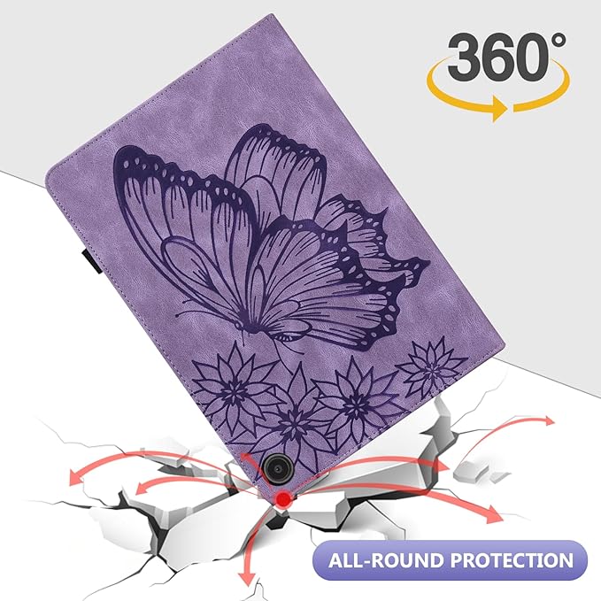 Dteck for Fire Max 11 (13th Generation) Tablet Case 11" 2023, PU Leather Protective Fold Stand Case with Adjustable Viewing Angles, 4 Card Slots, Cute Butterfly Lightweight Slim Folio Case, Purple