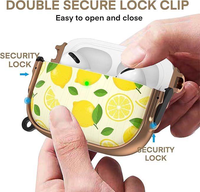 Maxjoy for AirPods Pro 3rd Generation Case with Lock, Cute AirPods Pro 3 Case Lock Protective Hard Air Pod Pro 3 Cover for Women Men with Keychain for Airpod Pro 3rd Gen Cover 2025, Lemon