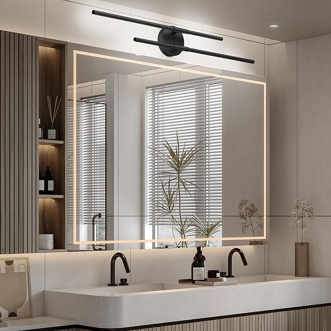 Tipace 34" LED Bathroom Vanity Lights,Rotatable 360° Black Sconces Wall Lighting,Picture Lights for Wall,Indoor 5000K Modern Sconce